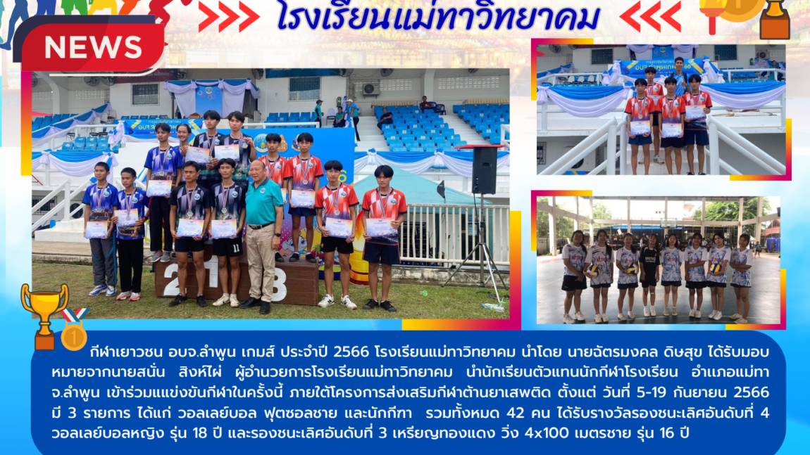 ผลการแข่งขันกีฬาเยาวชน อบจ.ลำพูน ประจำปี 2566